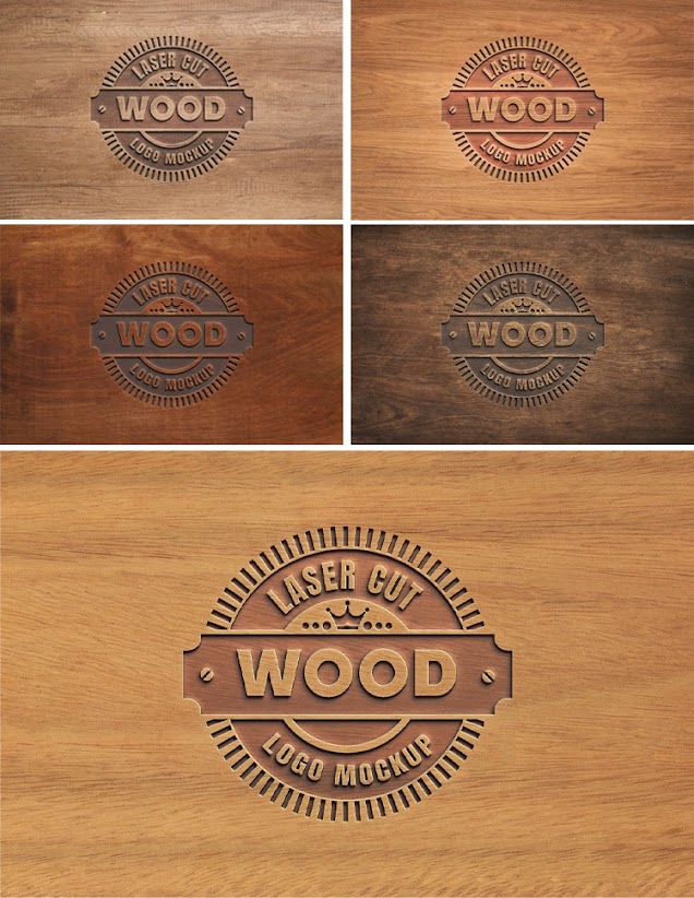The mockup with its realistic features your logo on a wooden platform nailed to a brick wall. Laser Cut Wood Logo Mockup Psd
