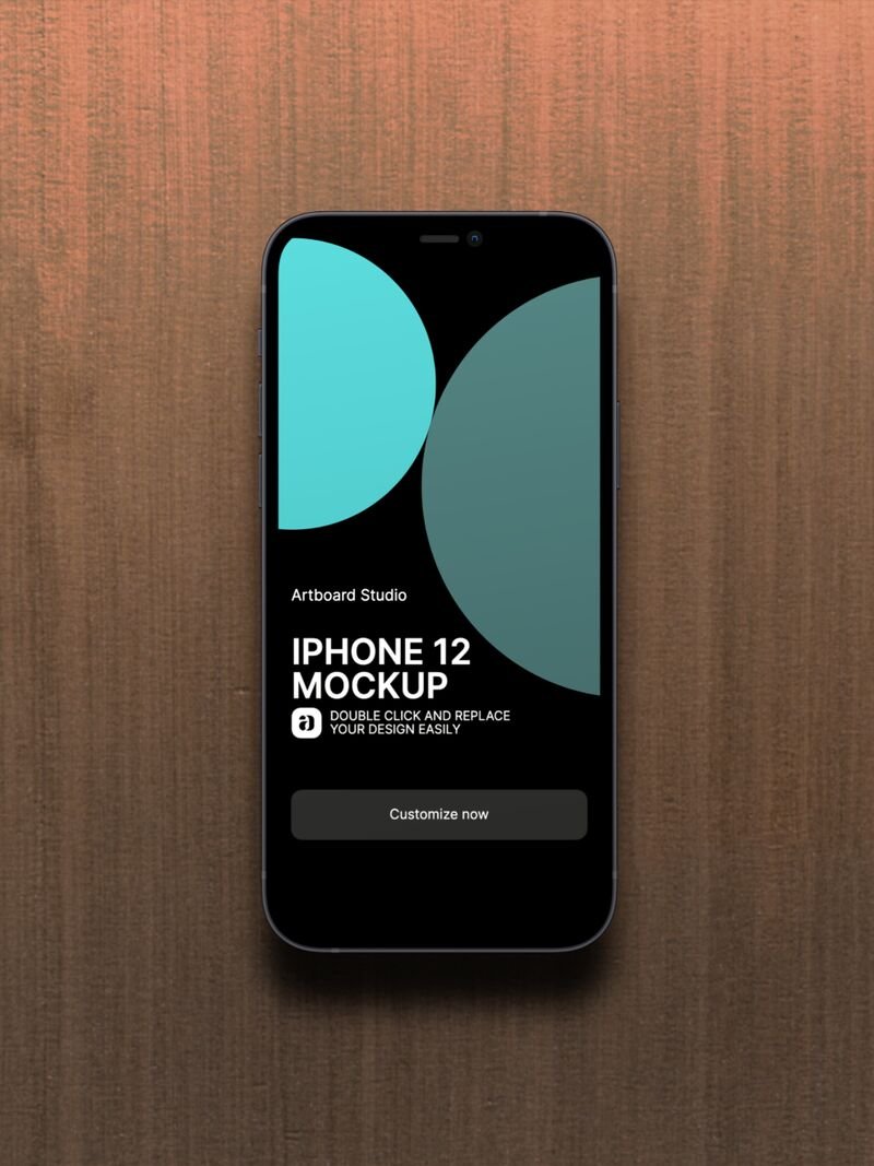 JPG Iphone mockup generator is the best way to showcase your ios application or mobile website. Iphone 12 On The Wooden Surface Mockup Template