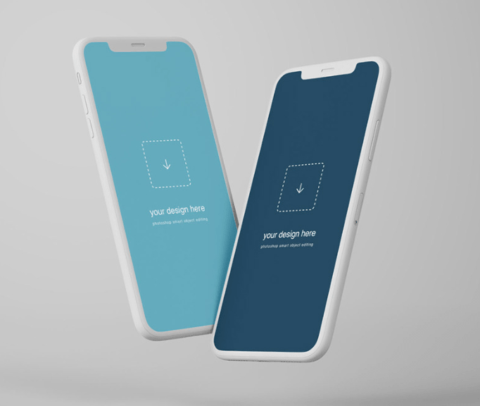 Freebie graphic mockup which stylishly showcases the two iphones (8 & 8 plus) with the screens in display from a front point of view. 60 Full Free Iphone X Xs Xr Xs Max And Iphone 8 Mock Ups For App Designers 2021 Update 365 Web Resources